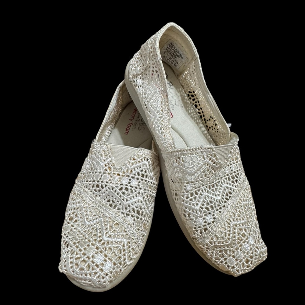 BOBS from Skechers Slip-on Cream‎ Crochet Flats